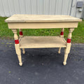 Antique Red & White Wooden Side Accent Table