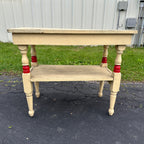 Antique Red & White Wooden Side Accent Table