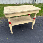 Antique Red & White Wooden Side Accent Table