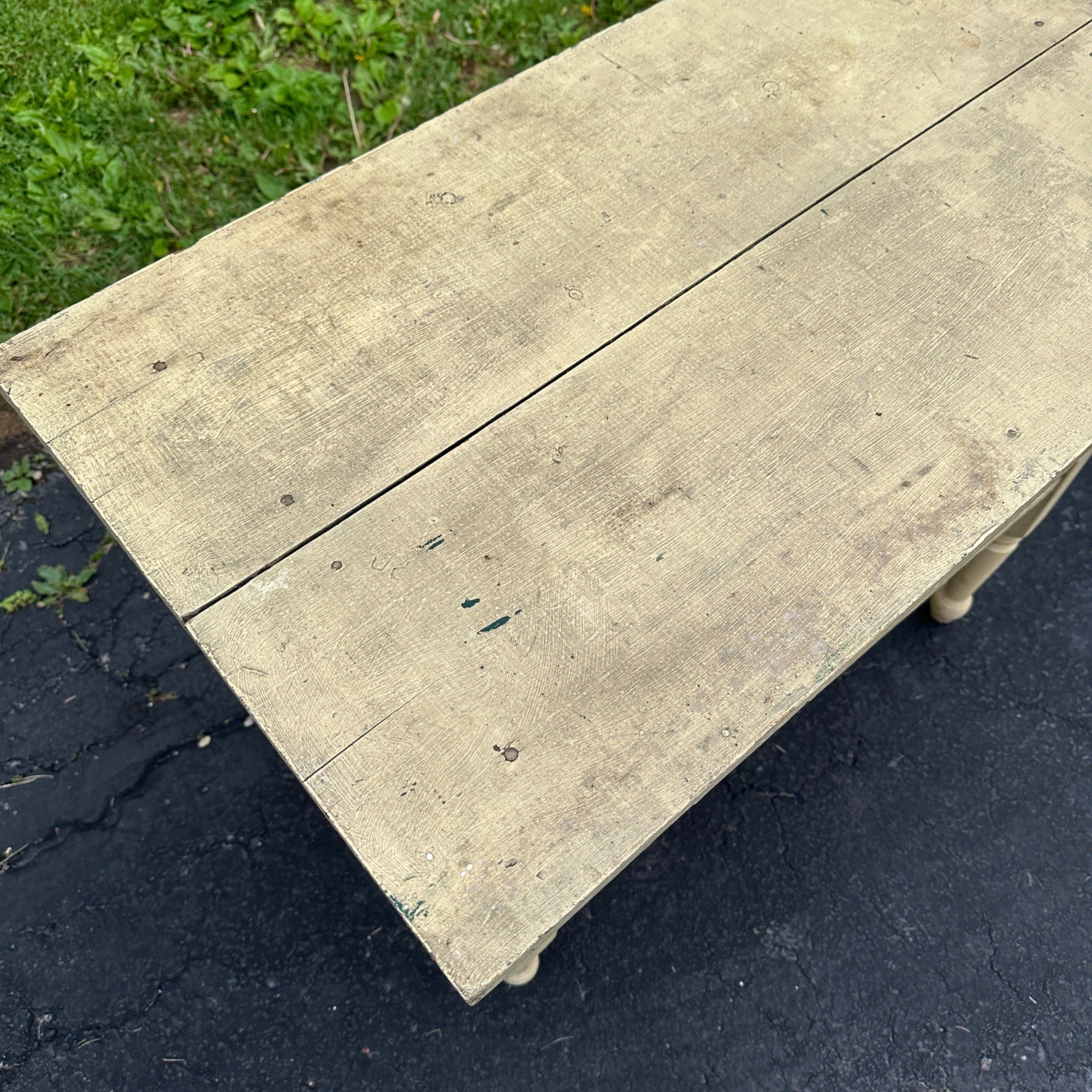 Antique Red & White Wooden Side Accent Table