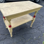 Antique Red & White Wooden Side Accent Table