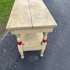 Antique Red & White Wooden Side Accent Table