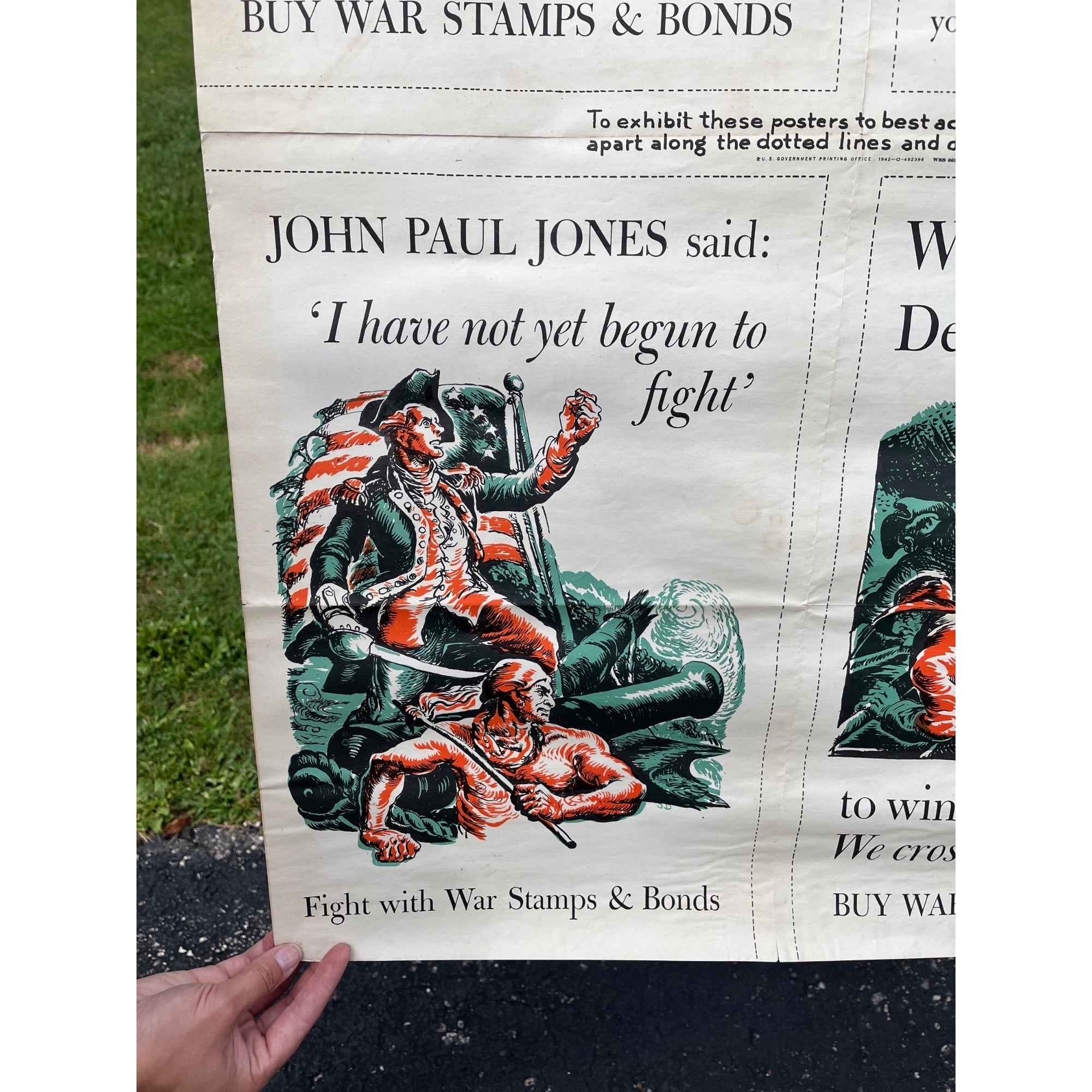 Original 1942 WWII War Bonds Poster - Lexington, Independence, Jones, Washington