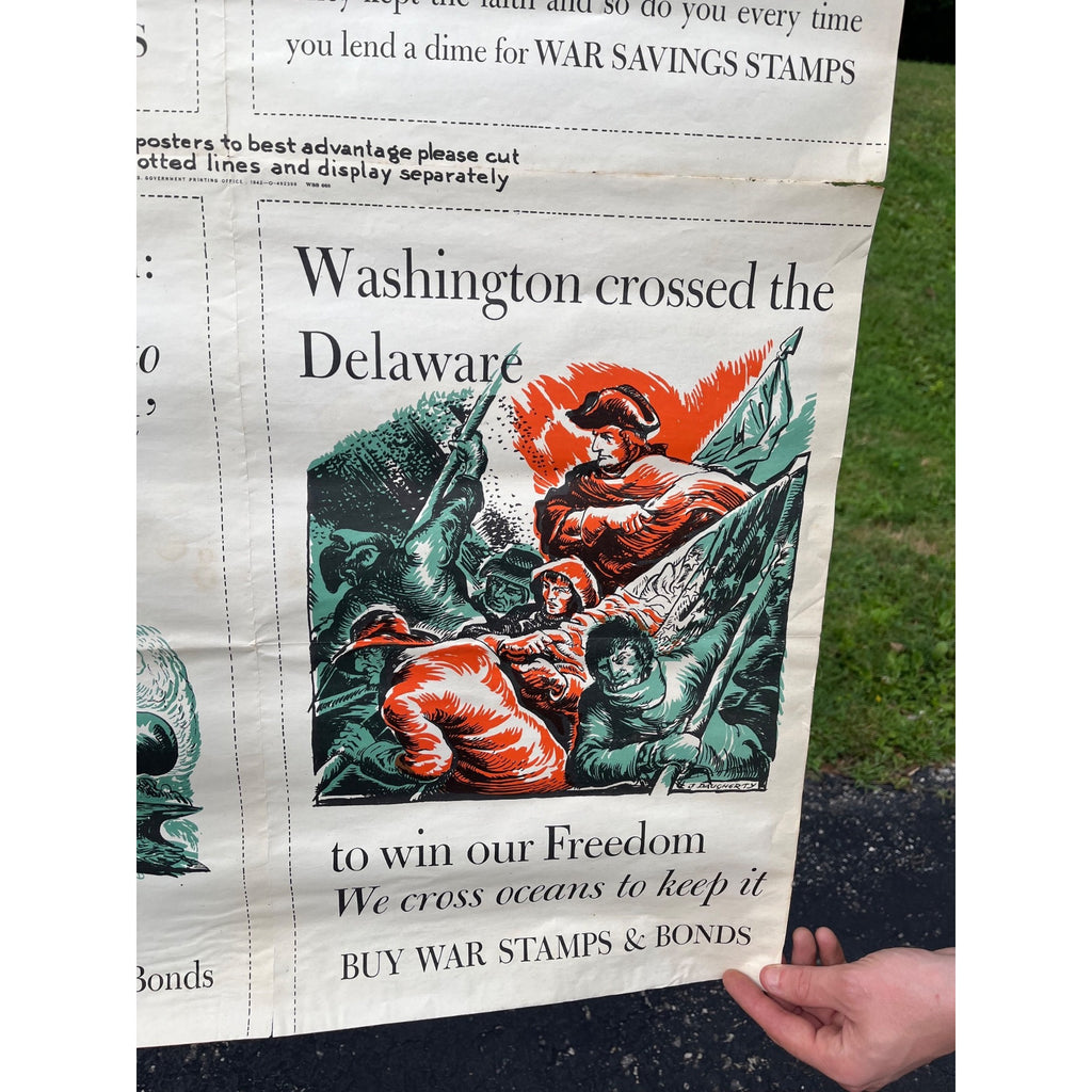 Original 1942 WWII War Bonds Poster - Lexington, Independence, Jones, Washington