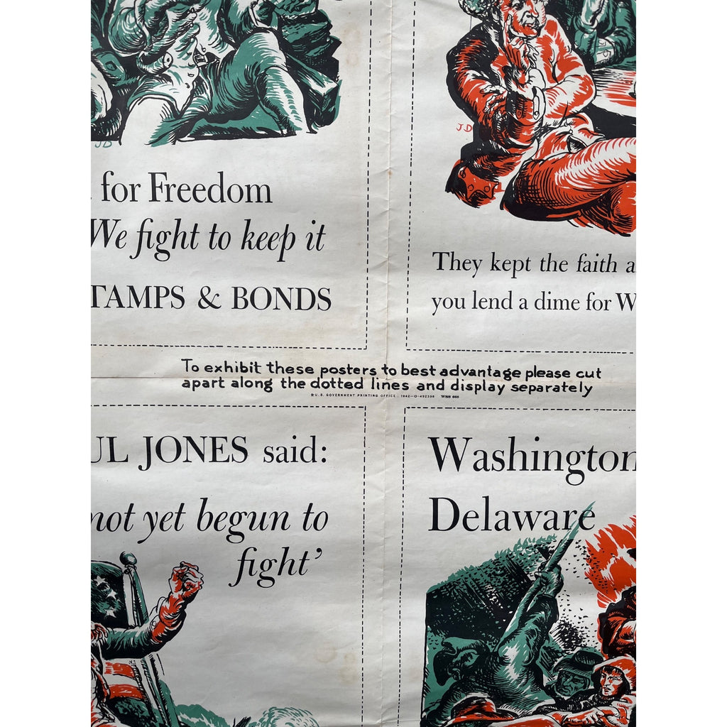 Original 1942 WWII War Bonds Poster - Lexington, Independence, Jones, Washington