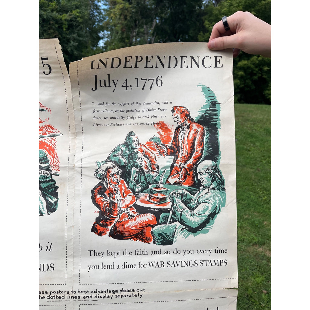 Original 1942 WWII War Bonds Poster - Lexington, Independence, Jones, Washington