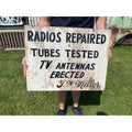Vintage Radio Repair Tubes Tested Wooden Trade Hand Painted Sign Advertising