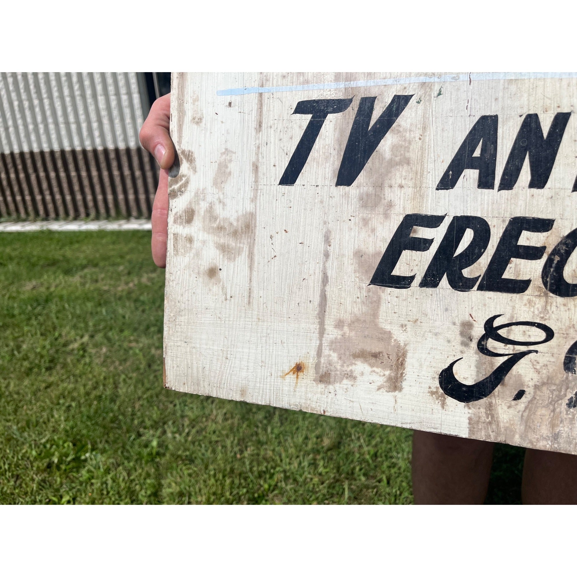 Vintage Radio Repair Tubes Tested Wooden Trade Hand Painted Sign Advertising