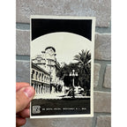 Hotel Ancira & Streetview, Plaza Lamppost, Palm Trees, Monterrey Mexico RPPC