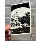 Hotel Ancira & Streetview, Plaza Lamppost, Palm Trees, Monterrey Mexico RPPC