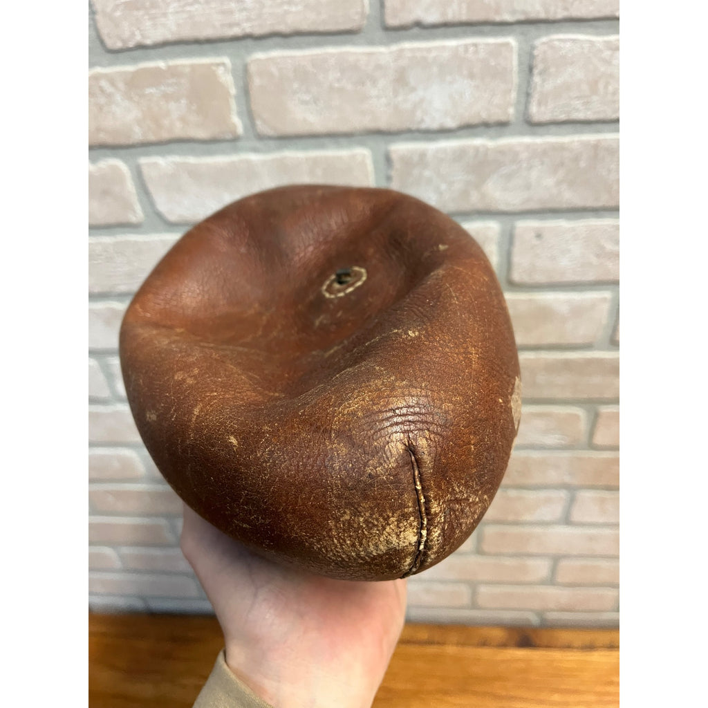 Antique Original Leather Football 1910s Hand Stitched Football 7 Lace Melon Ball