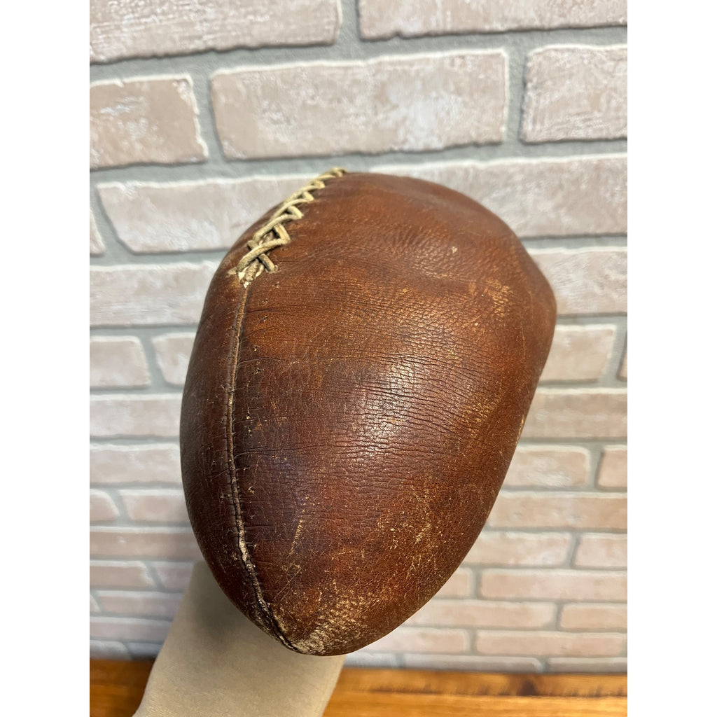 Antique Original Leather Football 1910s Hand Stitched Football 7 Lace Melon Ball