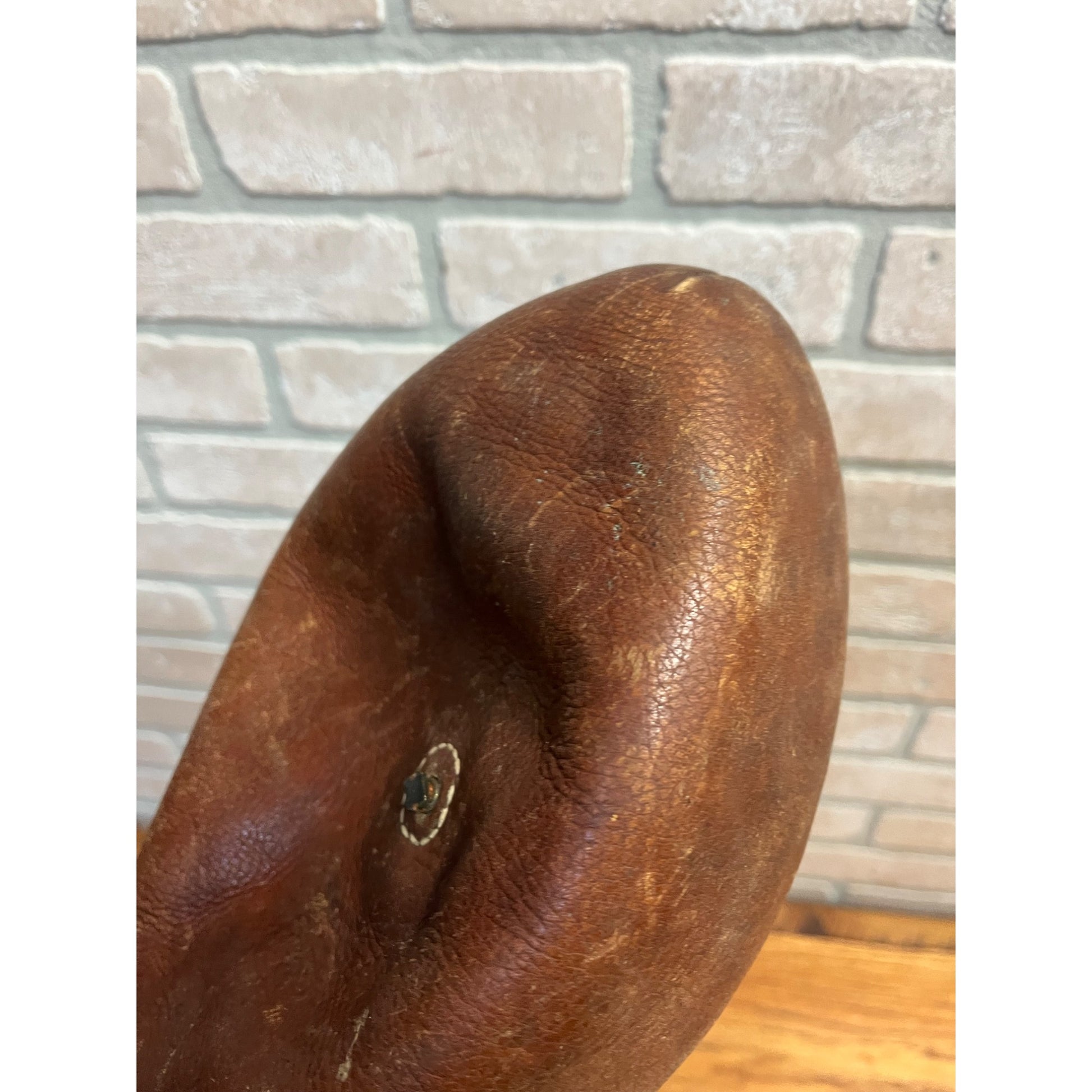 Antique Original Leather Football 1910s Hand Stitched Football 7 Lace Melon Ball
