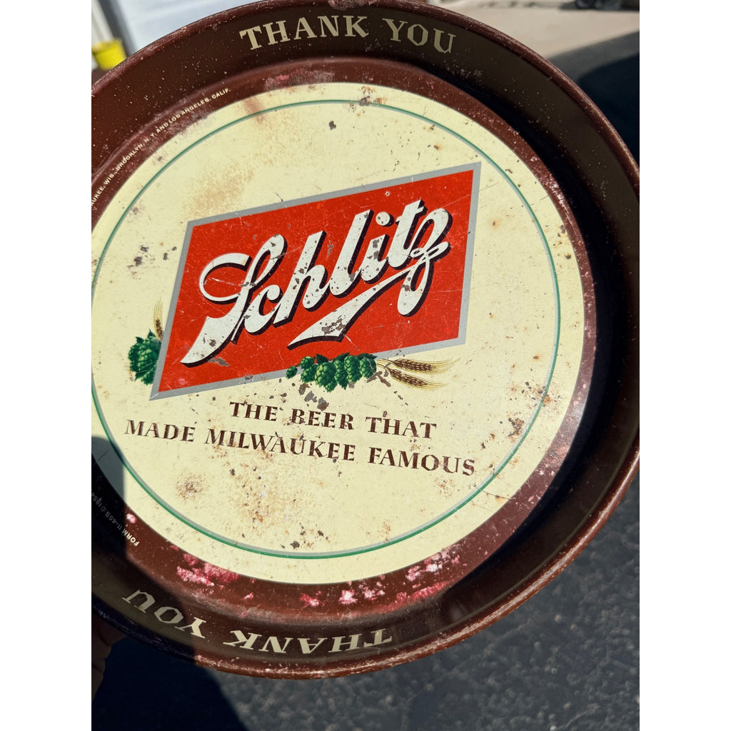 Vintage 1954 Schlitz Beer Tray Schlitz Brewing Company Serving Tray Metal 13"