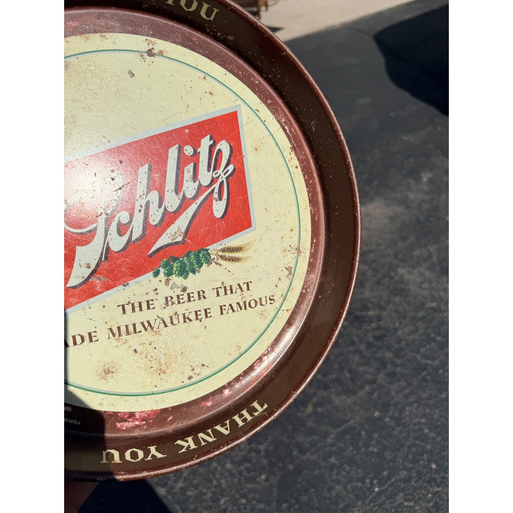 Vintage 1954 Schlitz Beer Tray Schlitz Brewing Company Serving Tray Metal 13"