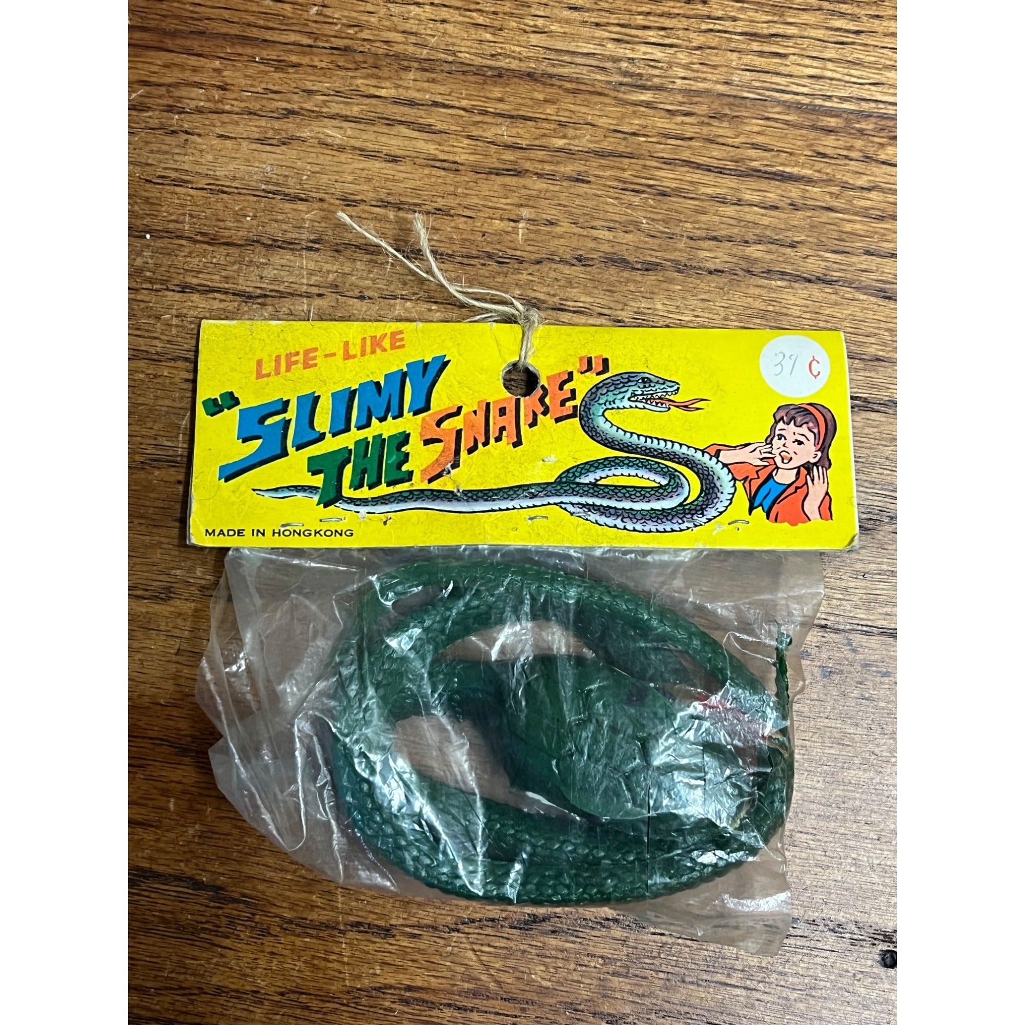 Vintage Novelty Joke & Gag 1960s Slimy the Snake Rubber Green Dime Store Toy