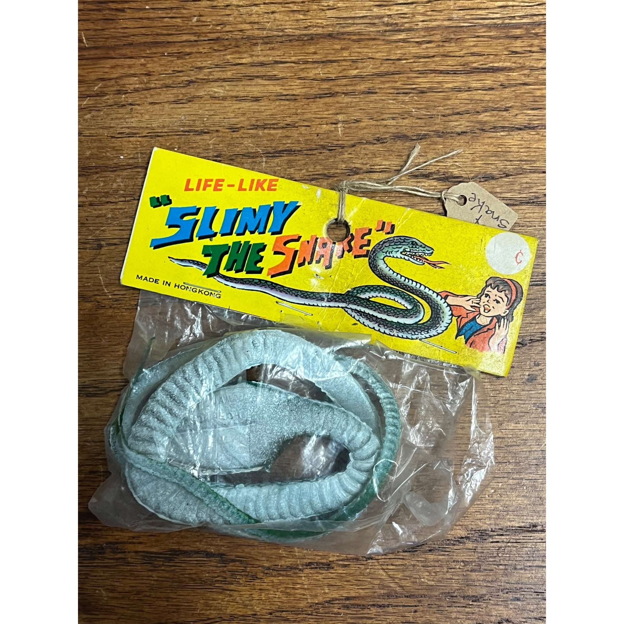 Vintage Novelty Joke & Gag 1960s Slimy the Snake Rubber Green Dime Store Toy