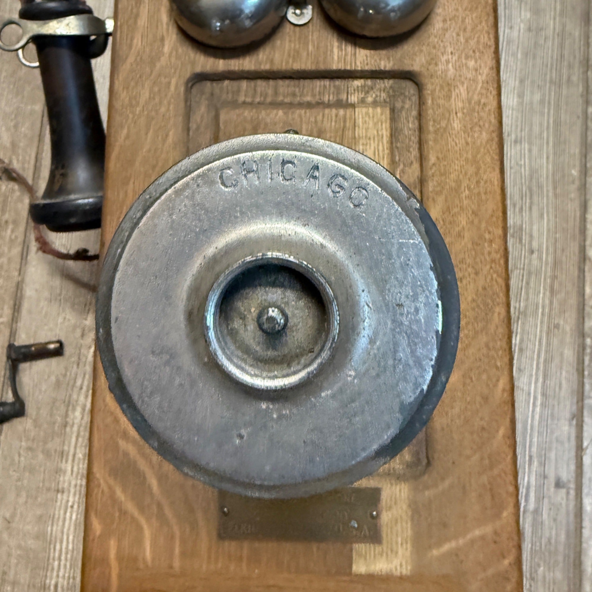 Antique Oak Chicago Telephone Supply Co. Hand-Crank Wall Mount Indiana