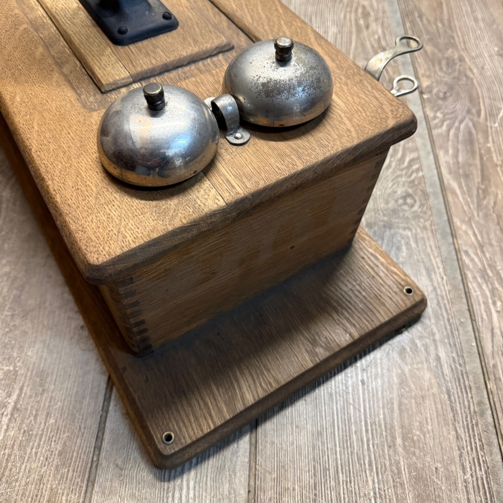 Antique Oak Chicago Telephone Supply Co. Hand-Crank Wall Mount Indiana