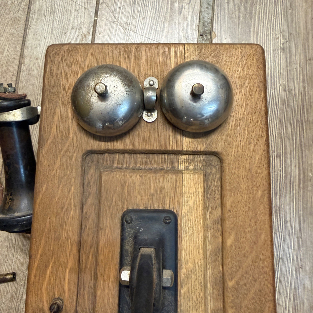 Antique Oak Chicago Telephone Supply Co. Hand-Crank Wall Mount Indiana