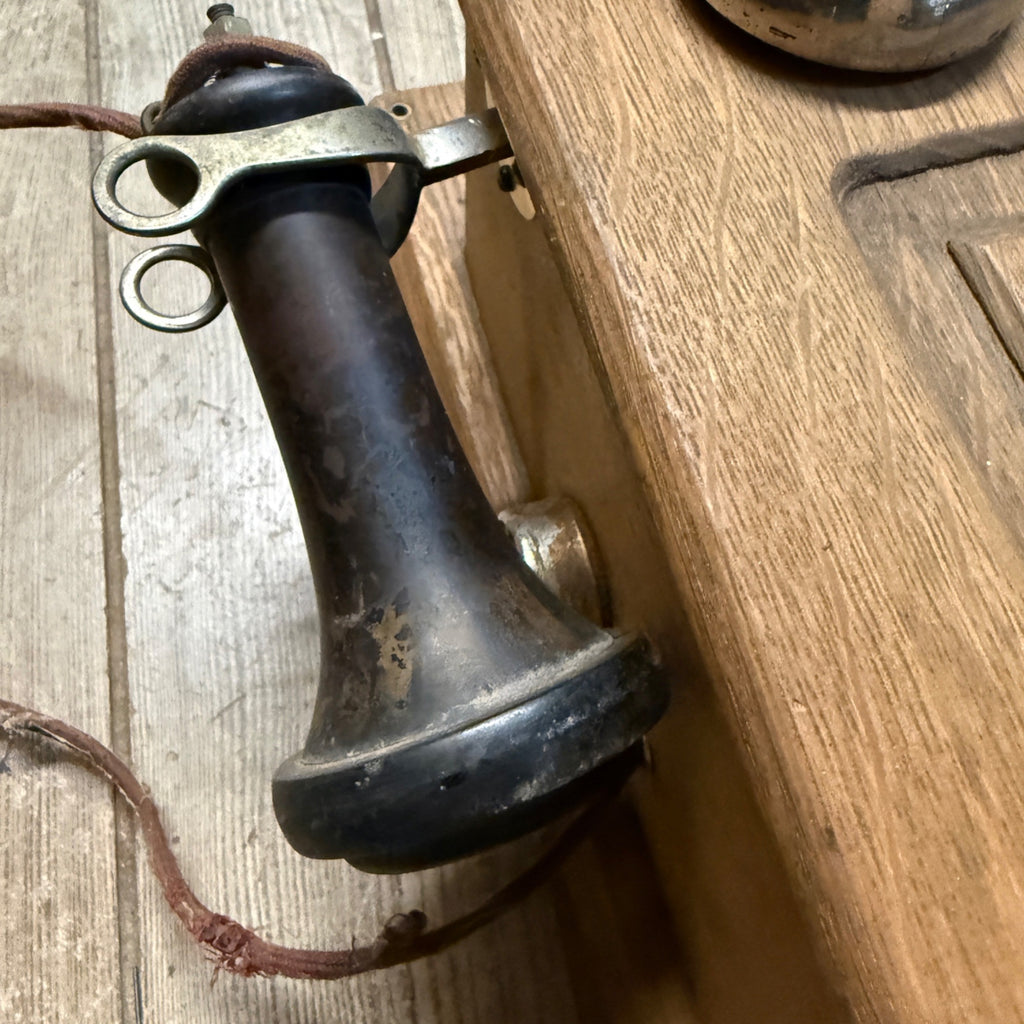 Antique Oak Chicago Telephone Supply Co. Hand-Crank Wall Mount Indiana