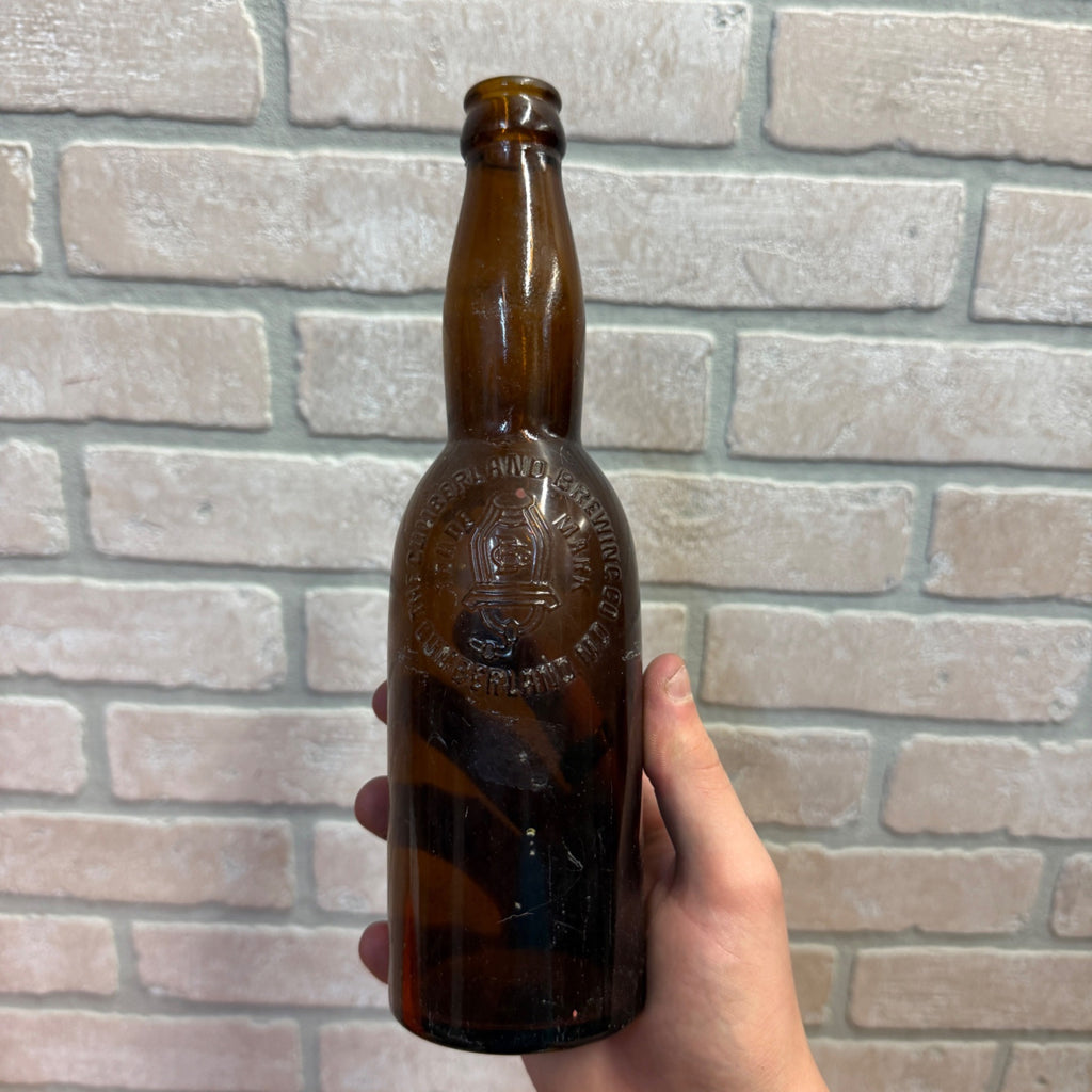 Pre-Pro Cumberland Brewing Co Beer Bottle Amber Brown Embossed MD 12oz
