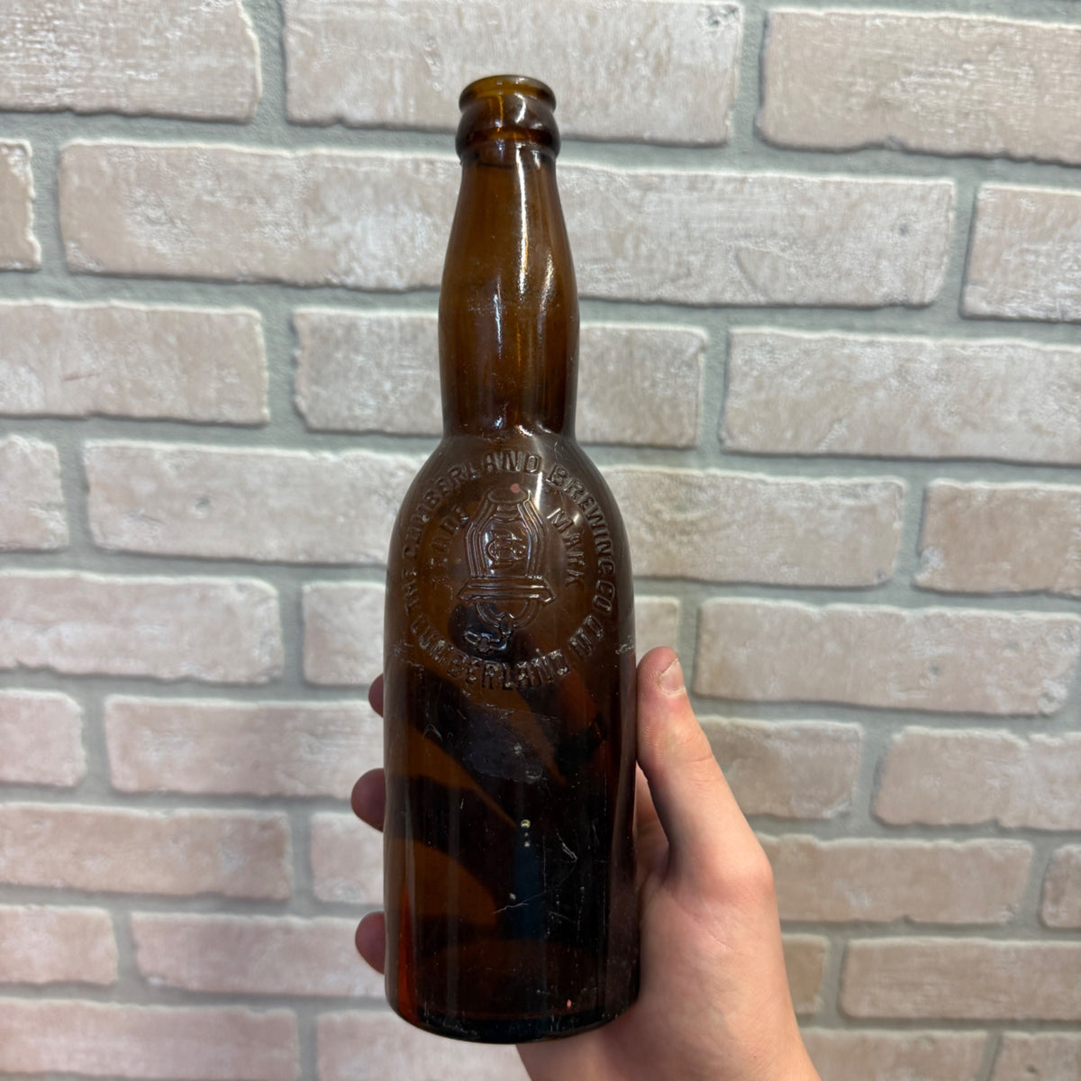 Pre-Pro Cumberland Brewing Co Beer Bottle Amber Brown Embossed MD 12oz