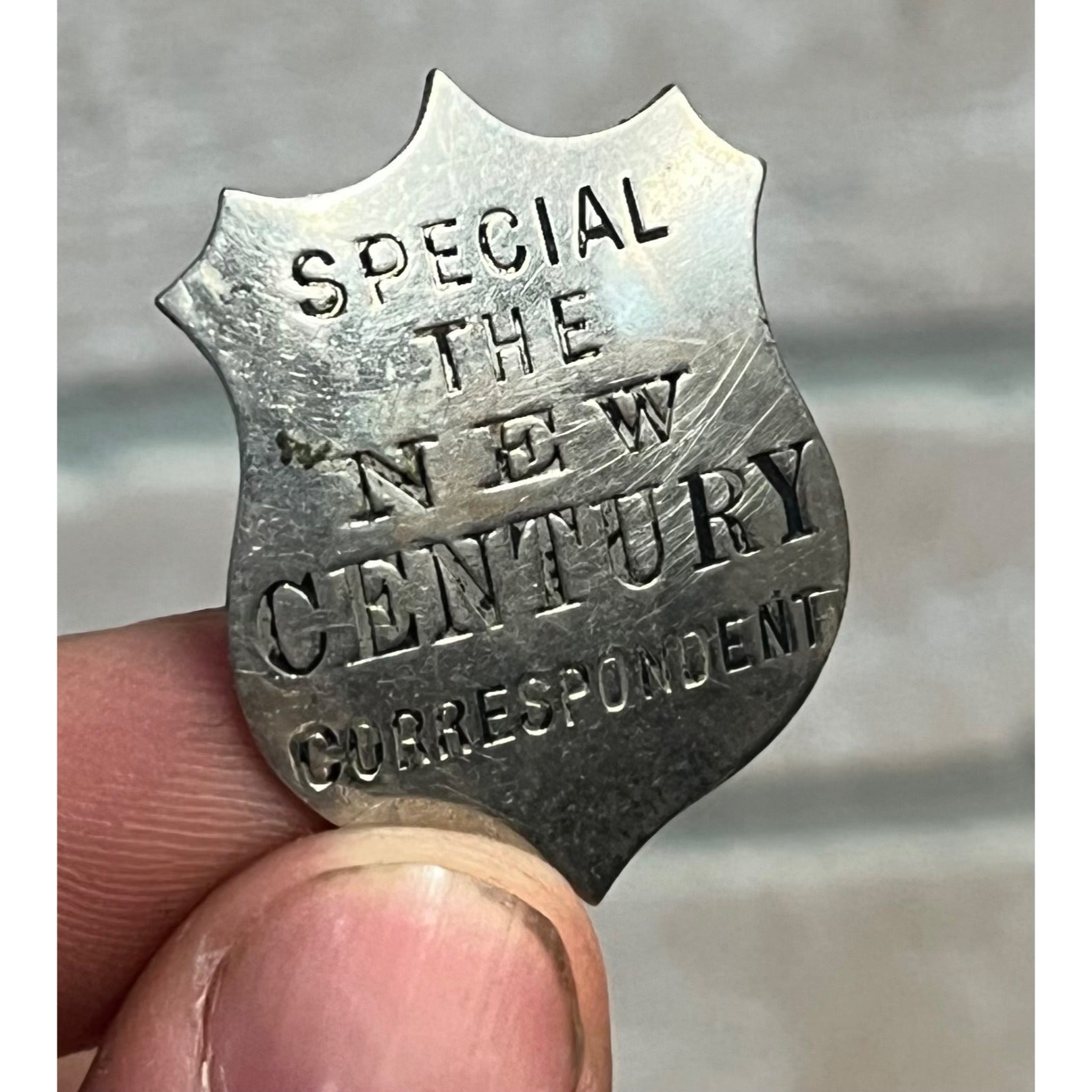 RARE Vintage 1900s Special The New Century Newspaper Correspondent Badge Pin