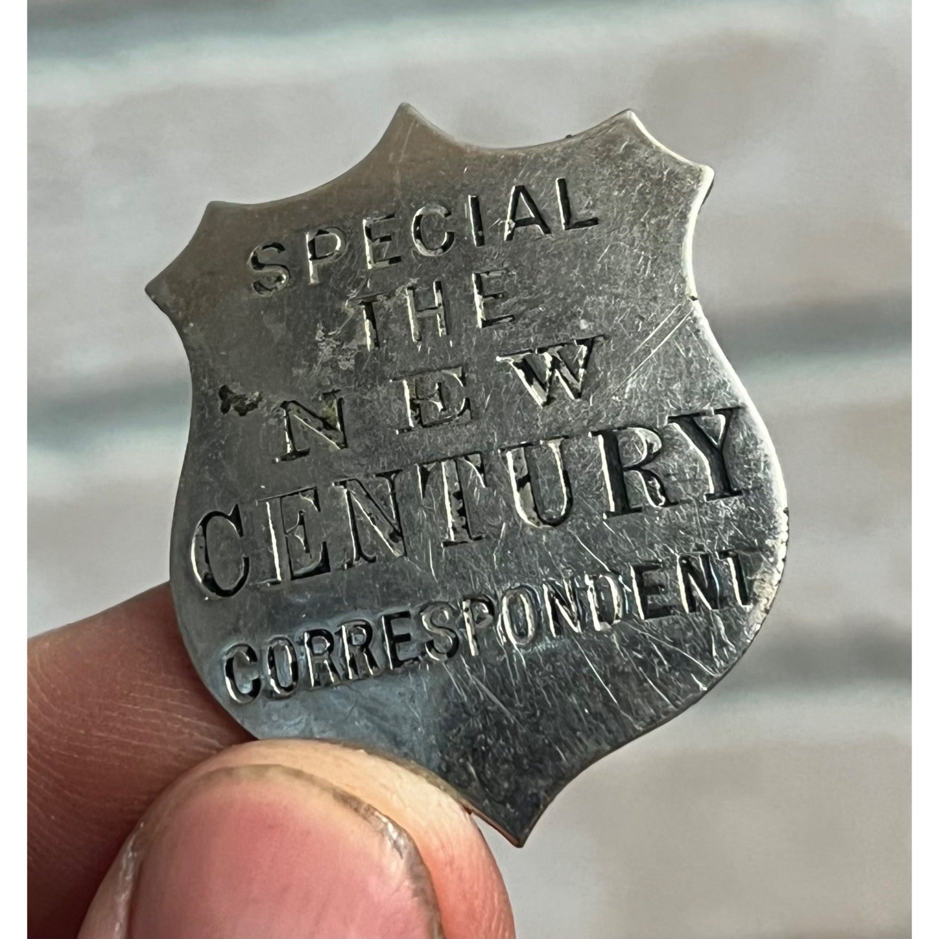 RARE Vintage 1900s Special The New Century Newspaper Correspondent Badge Pin