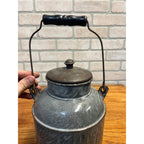 Antique Primitive Grey Graniteware Enamelware Cream Milk Can Pail Farmhouse Kitchen Decor
