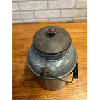 Antique Primitive Grey Graniteware Enamelware Cream Milk Can Pail Farmhouse Kitchen Decor