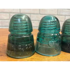 Antique H.G. Co. Domed Aqua Blue Green Glass Telephone Insulators Lot (3)