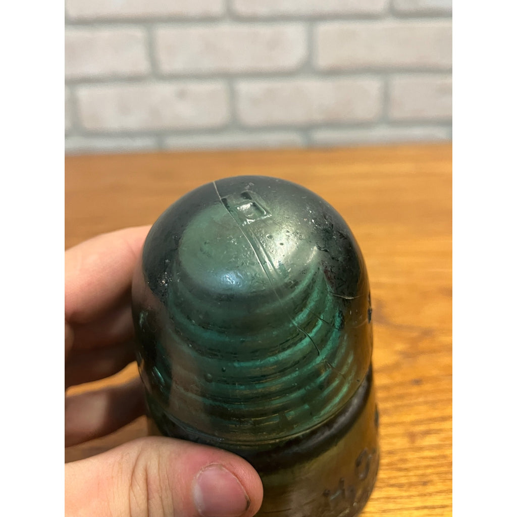 Antique H.G. Co. Domed Aqua Blue Green Glass Telephone Insulators Lot (3)
