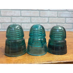 Antique H.G. Co. Domed Aqua Blue Green Glass Telephone Insulators Lot (3)