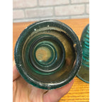 Antique H.G. Co. Domed Aqua Blue Green Glass Telephone Insulators Lot (3)