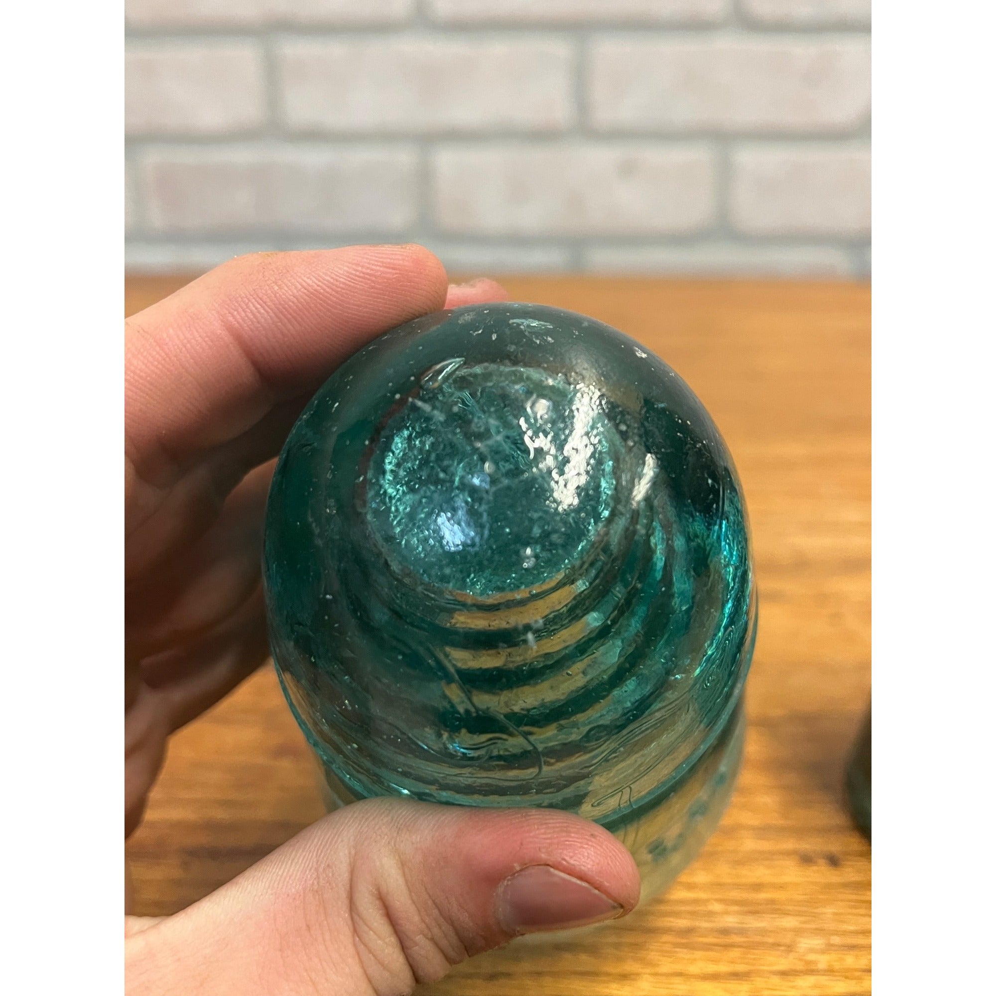 Antique H.G. Co. Domed Aqua Blue Green Glass Telephone Insulators Lot (3)