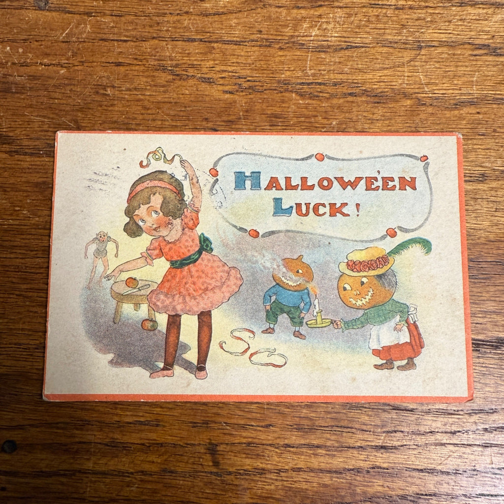 Halloween Luck Postcard C.S. 600 Series Girl Anthropomorphic JOLs