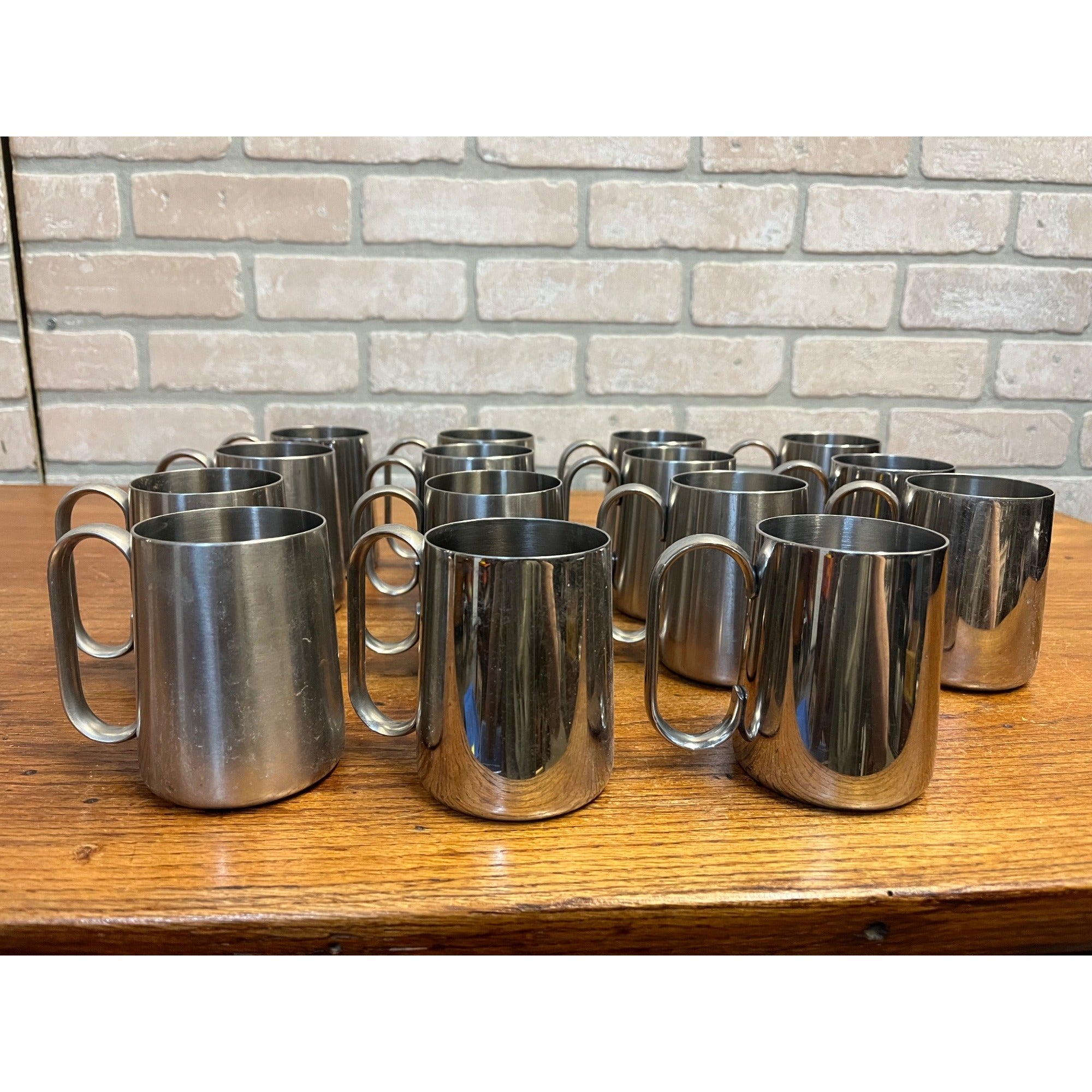 Vintage 1960s Old Hall Stainless HALF PINT Tankards Mugs MCM Robert Welch Set 15