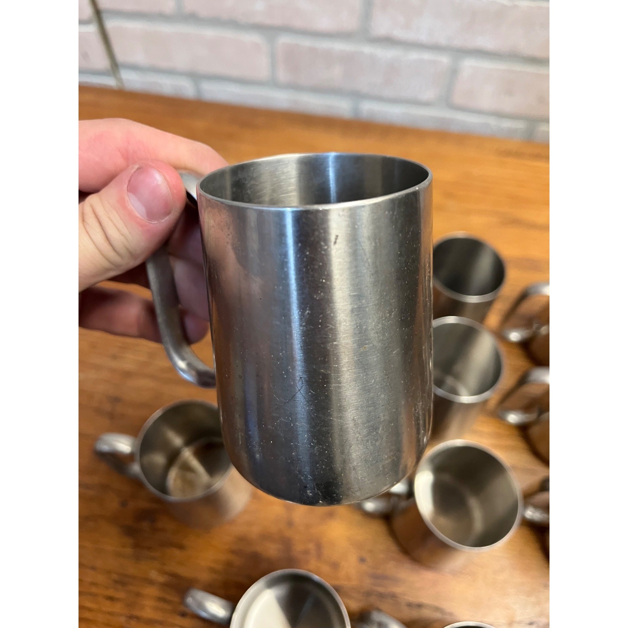 Vintage 1960s Old Hall Stainless HALF PINT Tankards Mugs MCM Robert Welch Set 15