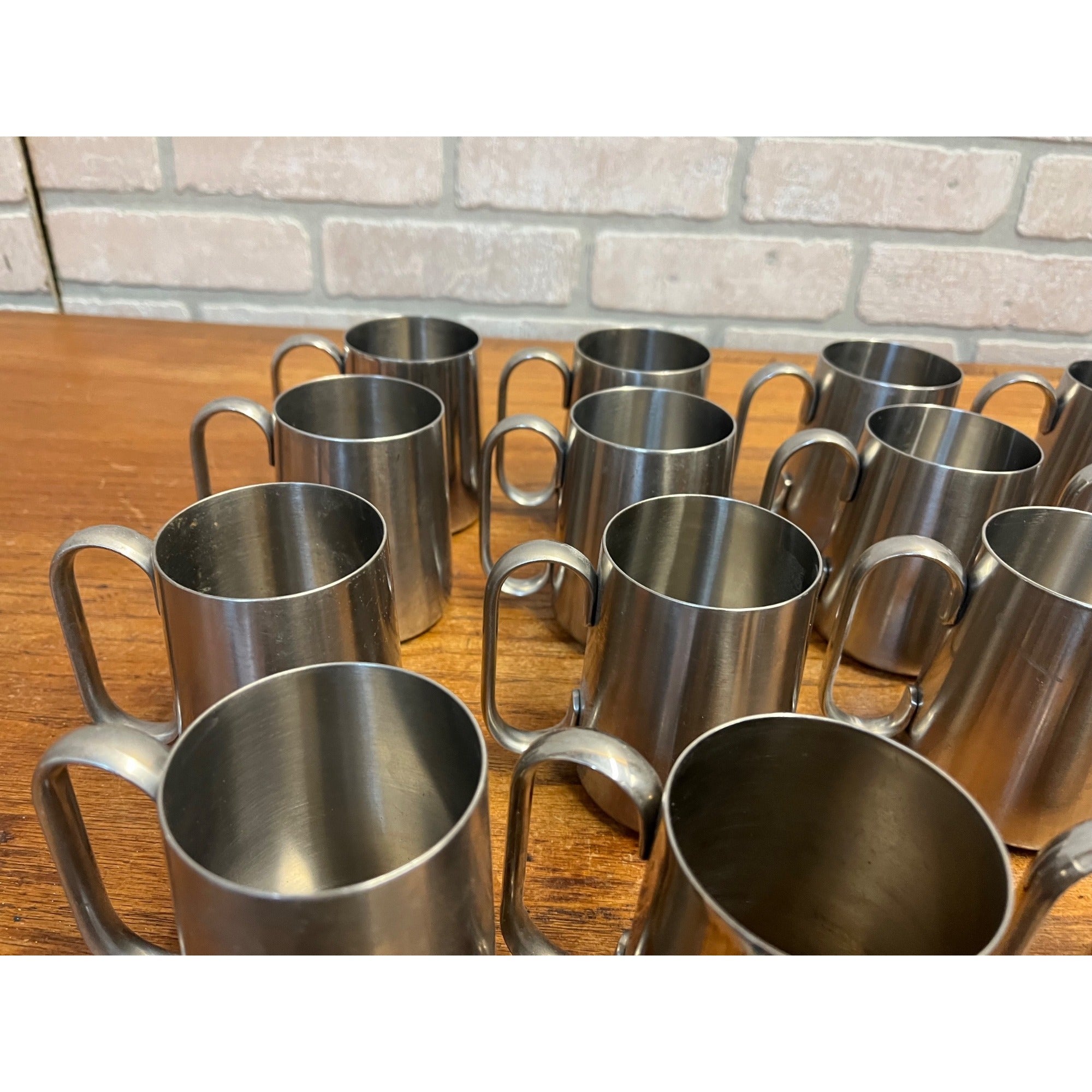 Vintage 1960s Old Hall Stainless HALF PINT Tankards Mugs MCM Robert Welch Set 15