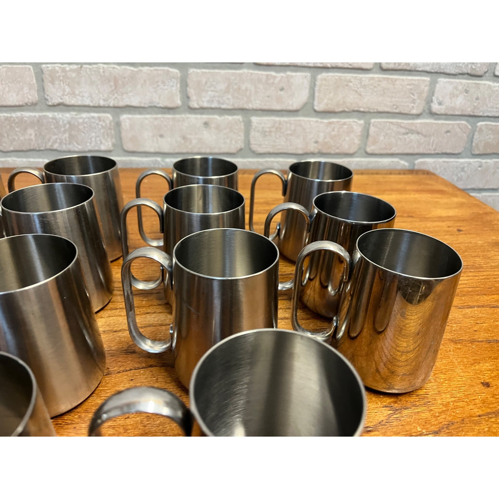 Vintage 1960s Old Hall Stainless HALF PINT Tankards Mugs MCM Robert Welch Set 15