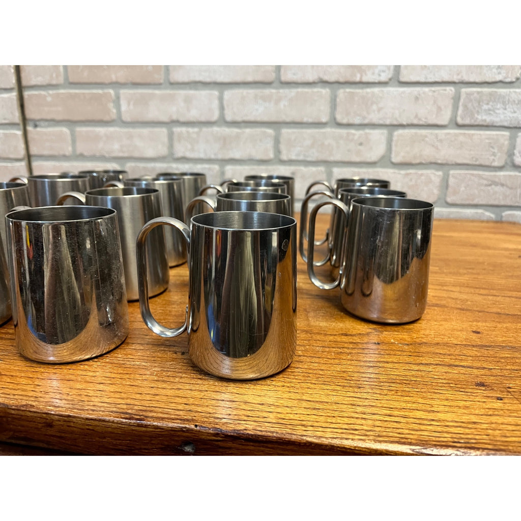 Vintage 1960s Old Hall Stainless HALF PINT Tankards Mugs MCM Robert Welch Set 15