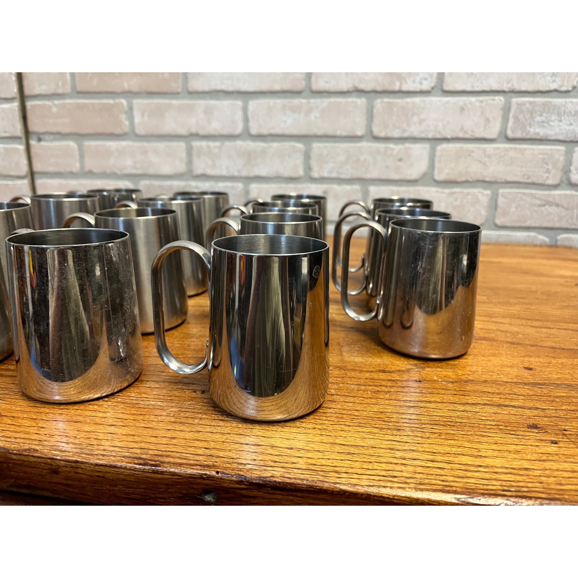 Vintage 1960s Old Hall Stainless HALF PINT Tankards Mugs MCM Robert Welch Set 15
