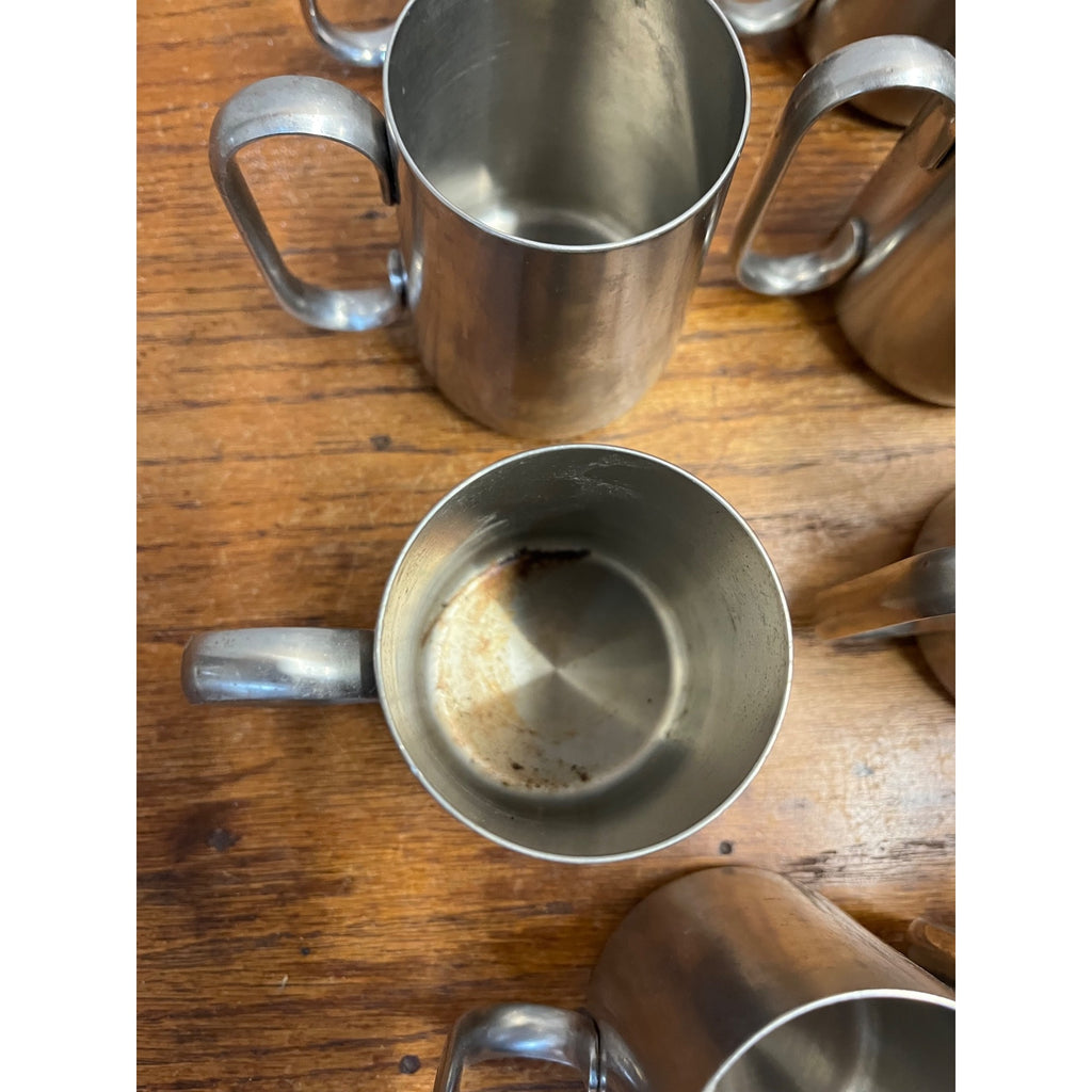 Vintage 1960s Old Hall Stainless HALF PINT Tankards Mugs MCM Robert Welch Set 15