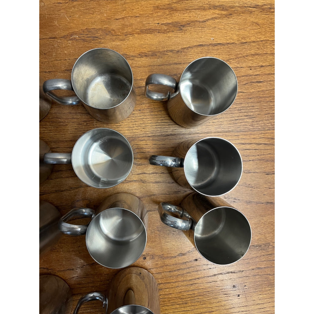 Vintage 1960s Old Hall Stainless HALF PINT Tankards Mugs MCM Robert Welch Set 15