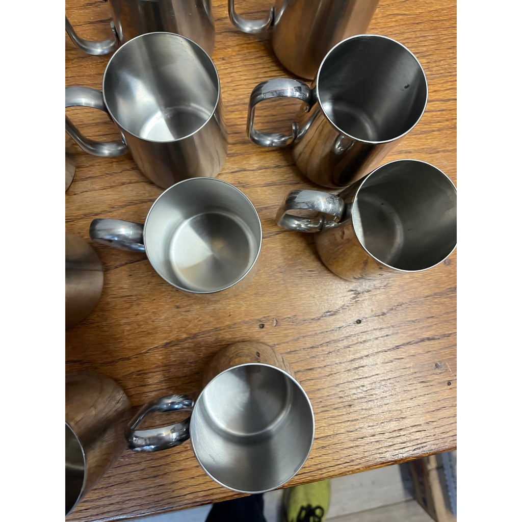 Vintage 1960s Old Hall Stainless HALF PINT Tankards Mugs MCM Robert Welch Set 15