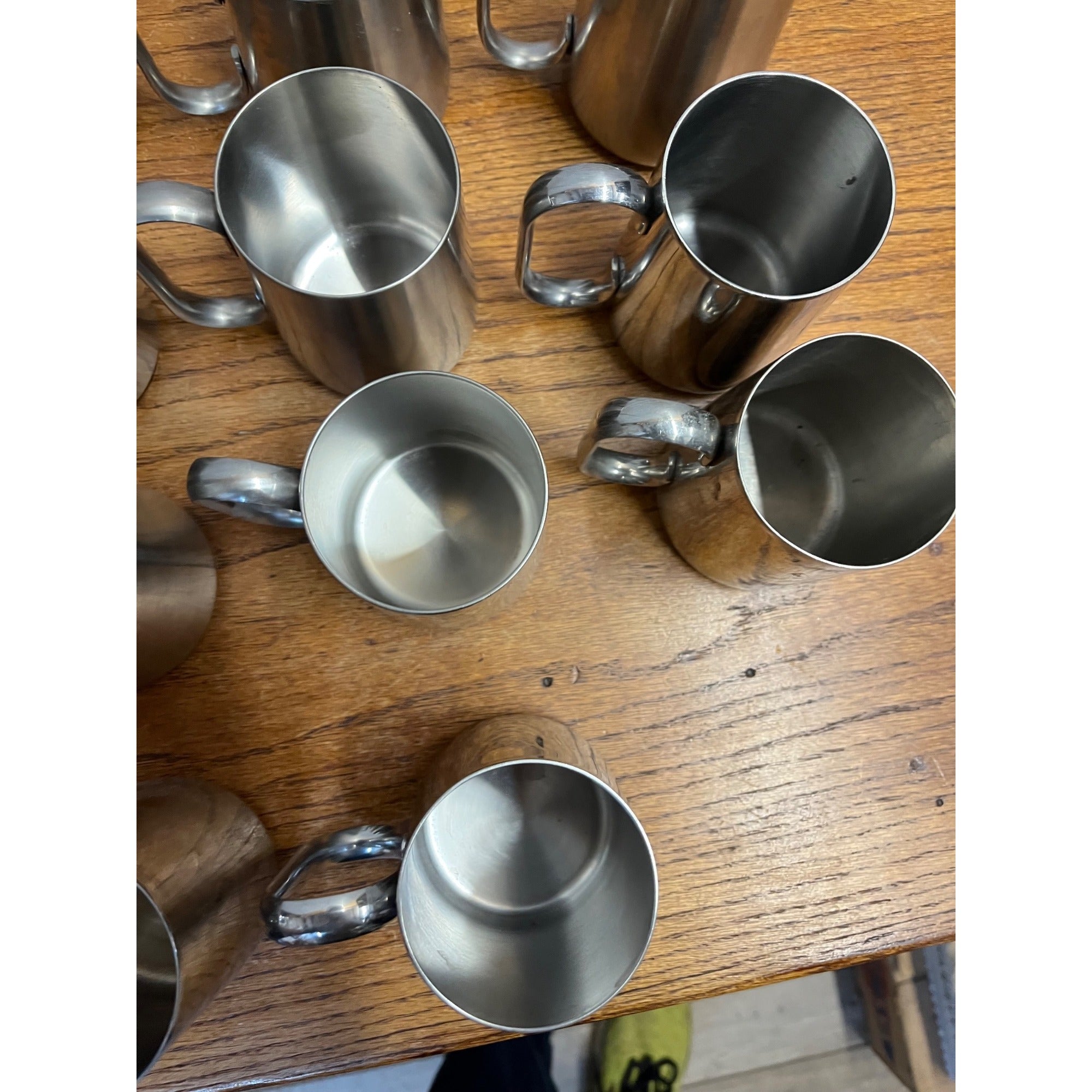 Vintage 1960s Old Hall Stainless HALF PINT Tankards Mugs MCM Robert Welch Set 15