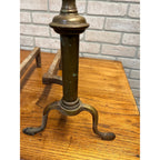 Antique Brass & Wrought Iron Fireplace Andirons Firedogs Victorian Colonial Pair
