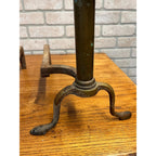 Antique Brass & Wrought Iron Fireplace Andirons Firedogs Victorian Colonial Pair