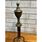 Antique Brass & Wrought Iron Fireplace Andirons Firedogs Victorian Colonial Pair